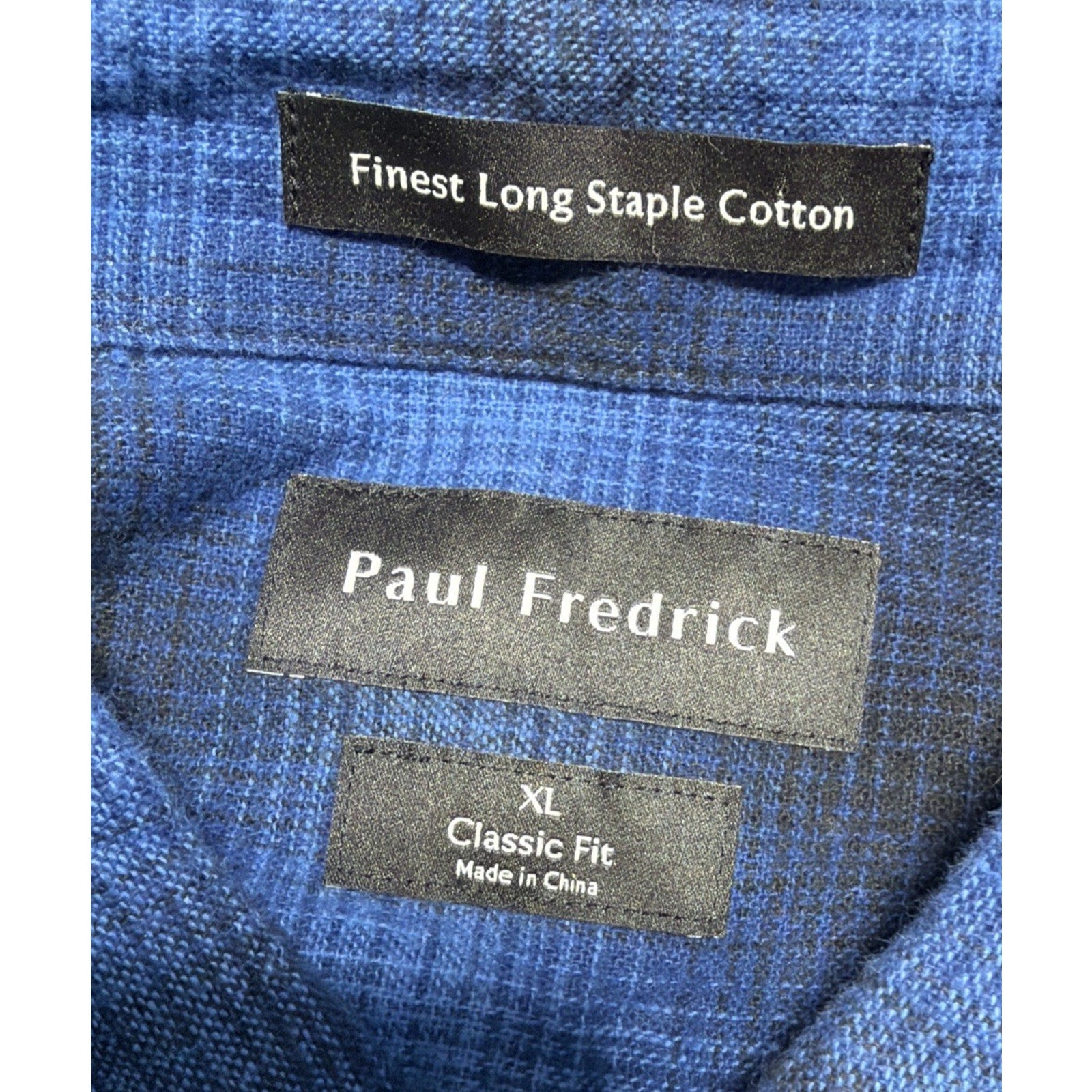 Paul Fredrick Finest Long Staple Cotton Blue Heavyweight Flannel Shirt Mens XL