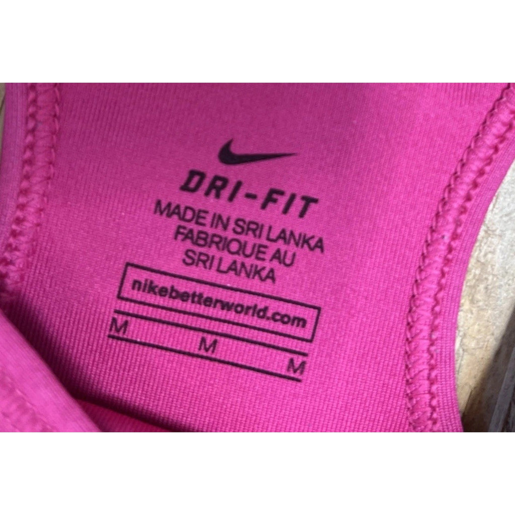 Nike Women’s Size M Dry-Fit Sports Bra pink Racerback Logo Swoosh EUC
