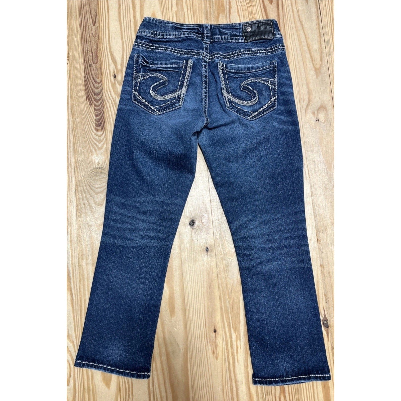 Silver Jeans Women's Mid Capri Jeans Suki Fluid Blue Denim Y2K Size 27 x 22.5