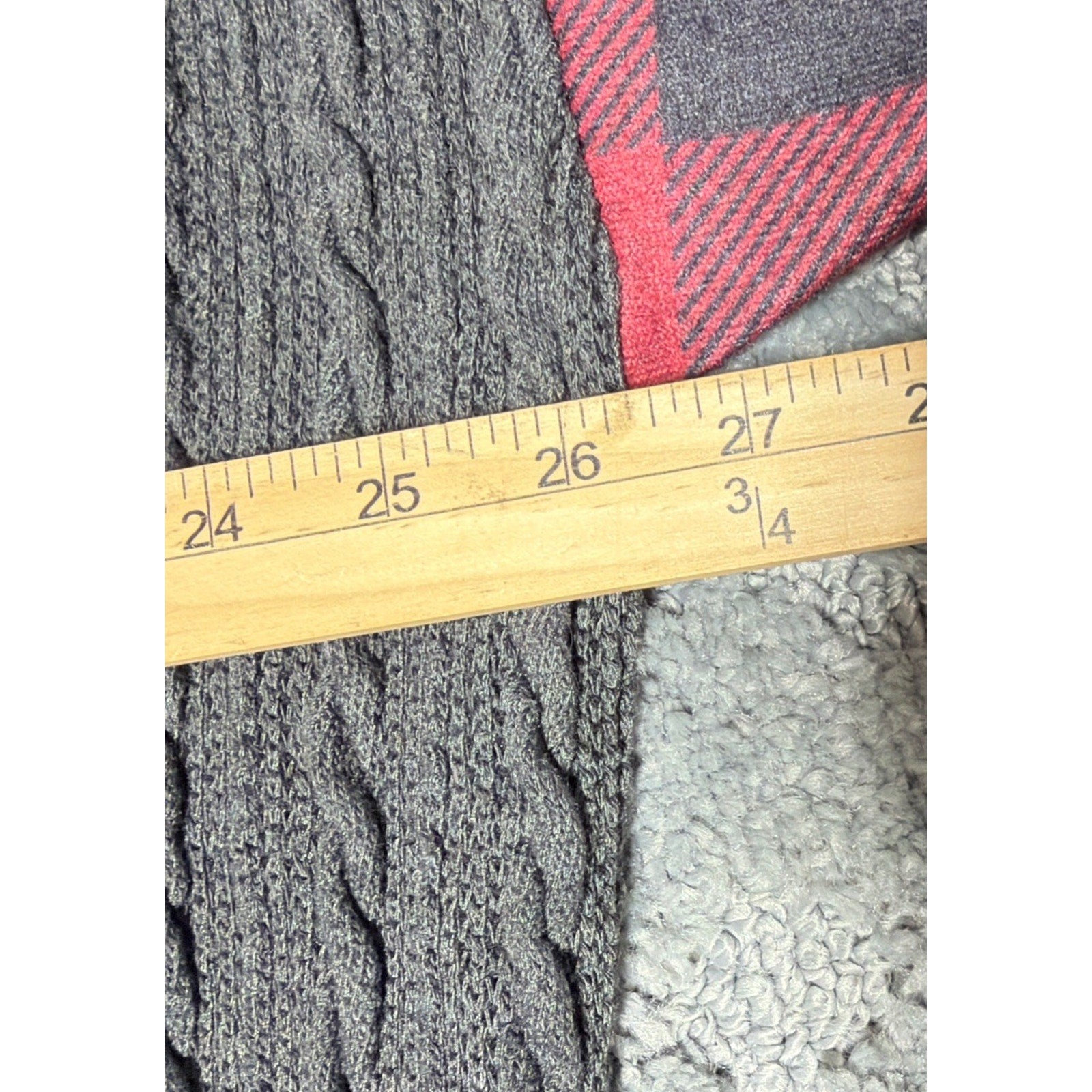 Luukse Women's Gray Plaid Sleeve Knit Casual Sweater Cabincore Cozy Casual 2X