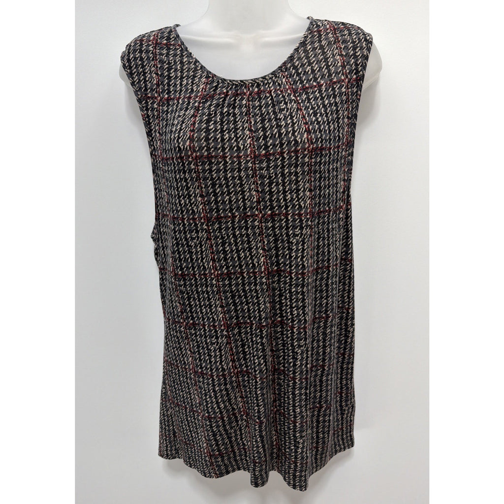 Womens Brown Gray CHAPS Stretch Sleeveless Tank Top Shirt XL