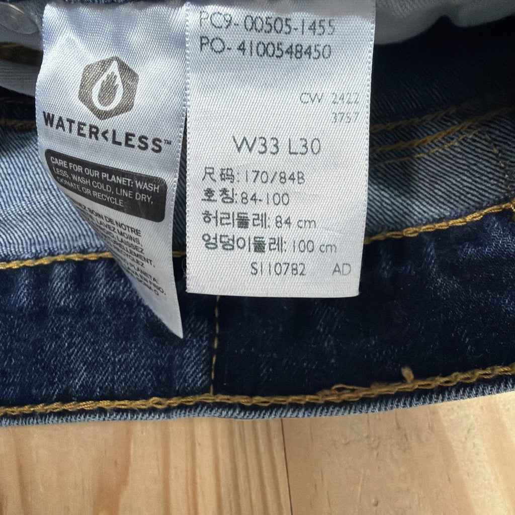 Levis 505 Mens Jeans Straight Leg Medium Wash Denim 33x30 Measure 34x28 Hemmed