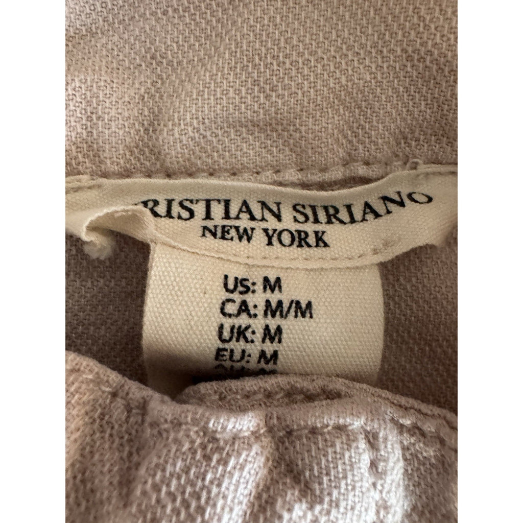 CHRISTIAN SIRIANO Light Beige Linen Moto Snap Jacket Women’s size Medium