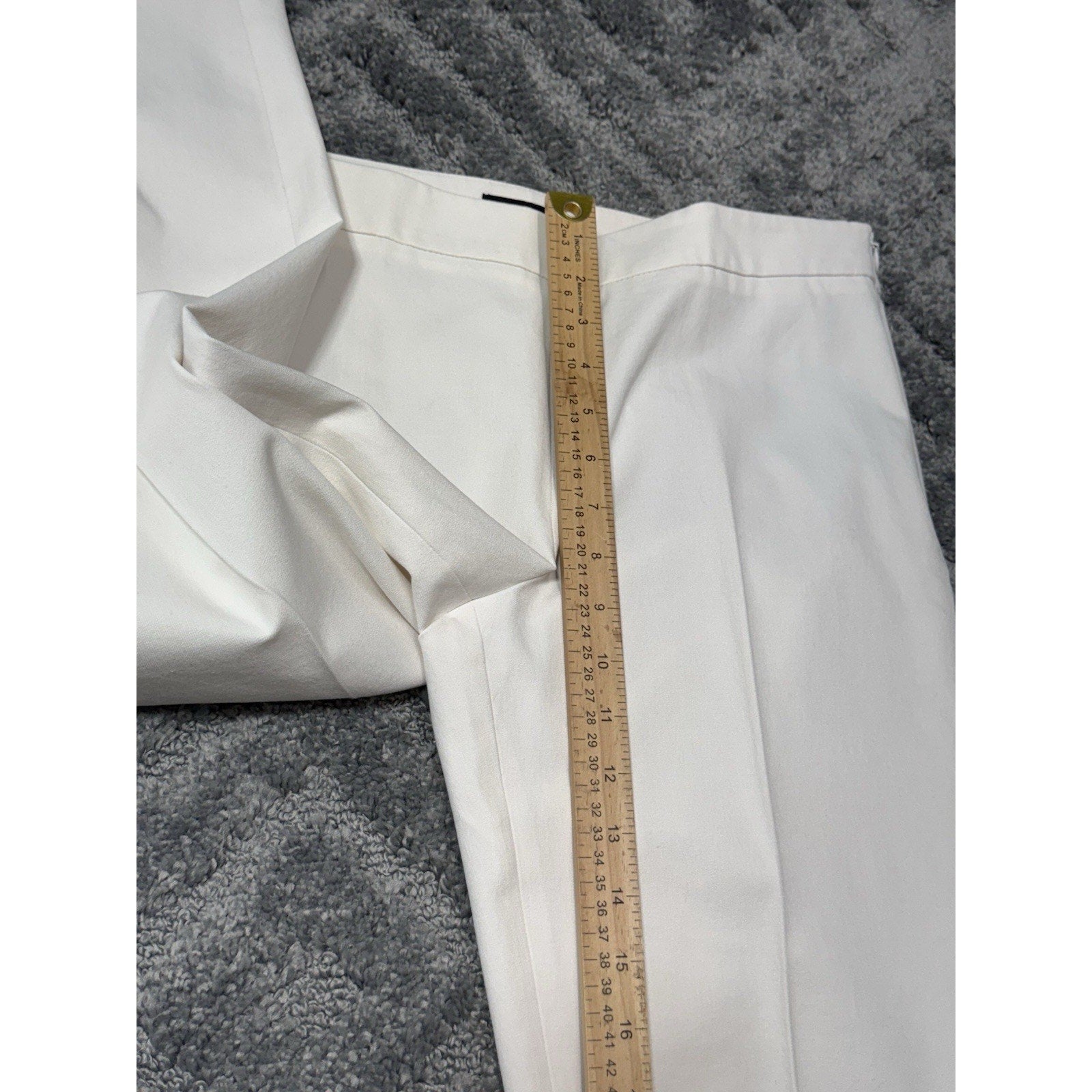 Talbots White Chatham Scalloped Hem Crop Pants Side Zip Women’s Size 8