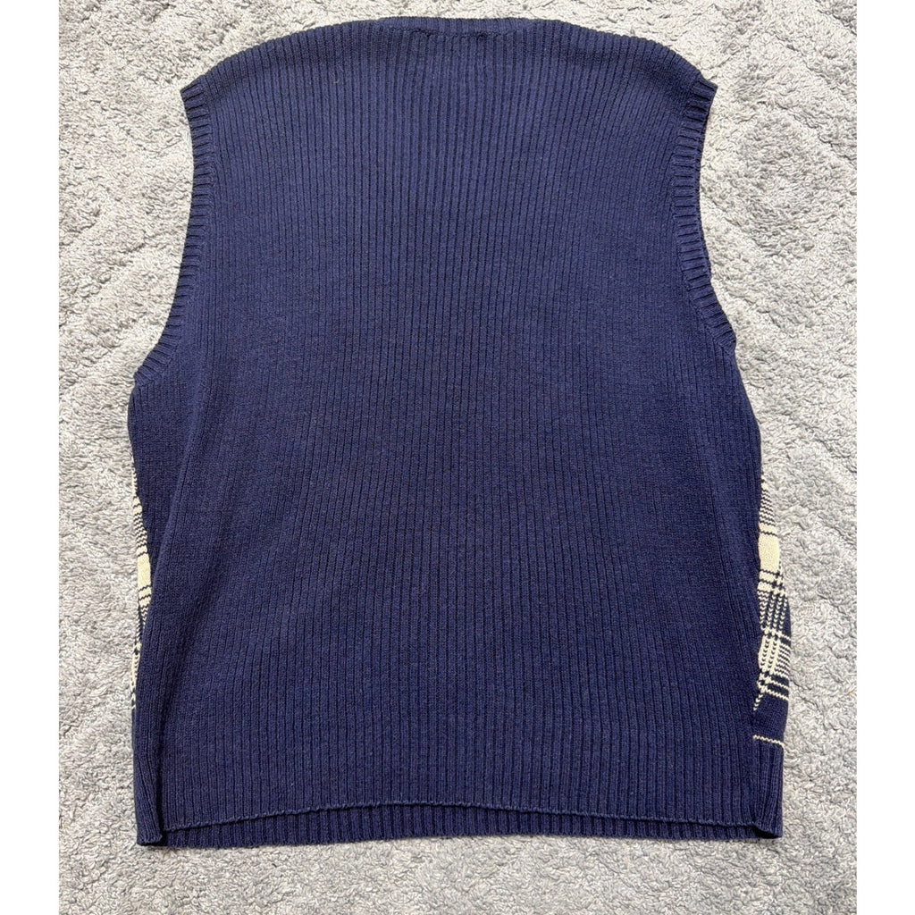 Vtg 90s Polo Ralph Lauren Mens Windowpane Linen Blend Sweater Vest XXL Preppy