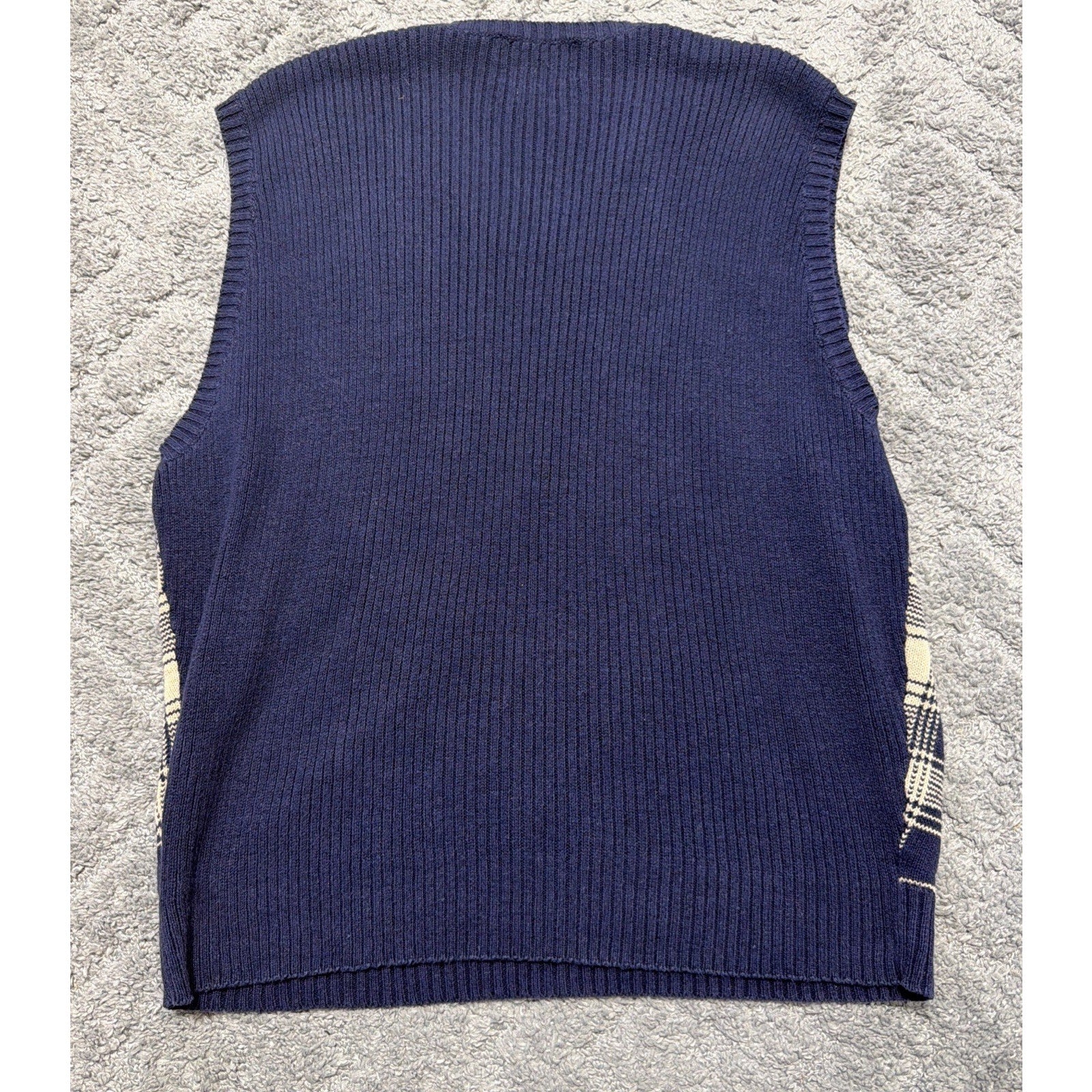 Vtg 90s Polo Ralph Lauren Mens Windowpane Linen Blend Sweater Vest XXL Preppy