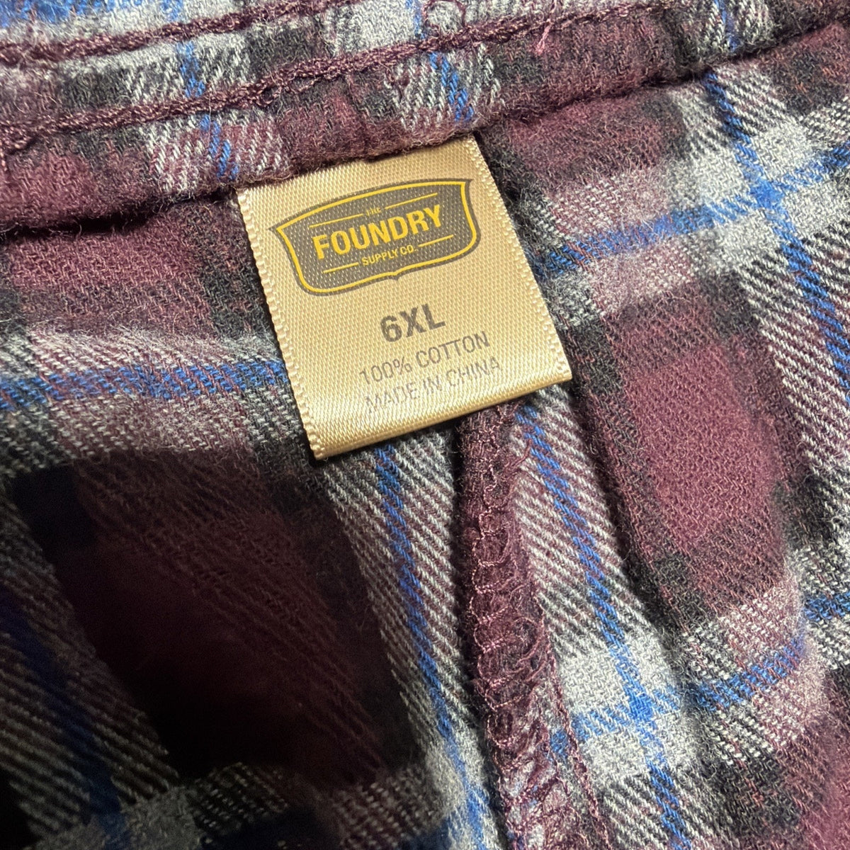 Foundry Men's Big & Tall Sleep Lounge Pants 6XL Red Blue Plaid Cotton