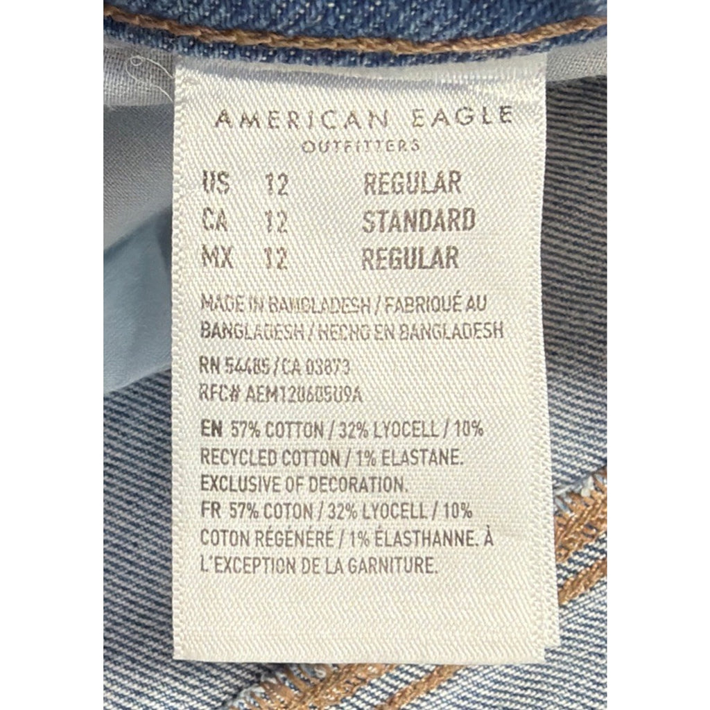 American Eagle Jeans Womens 10 90's Low Rise Kick Stretch 2 Tone Flared Bottom