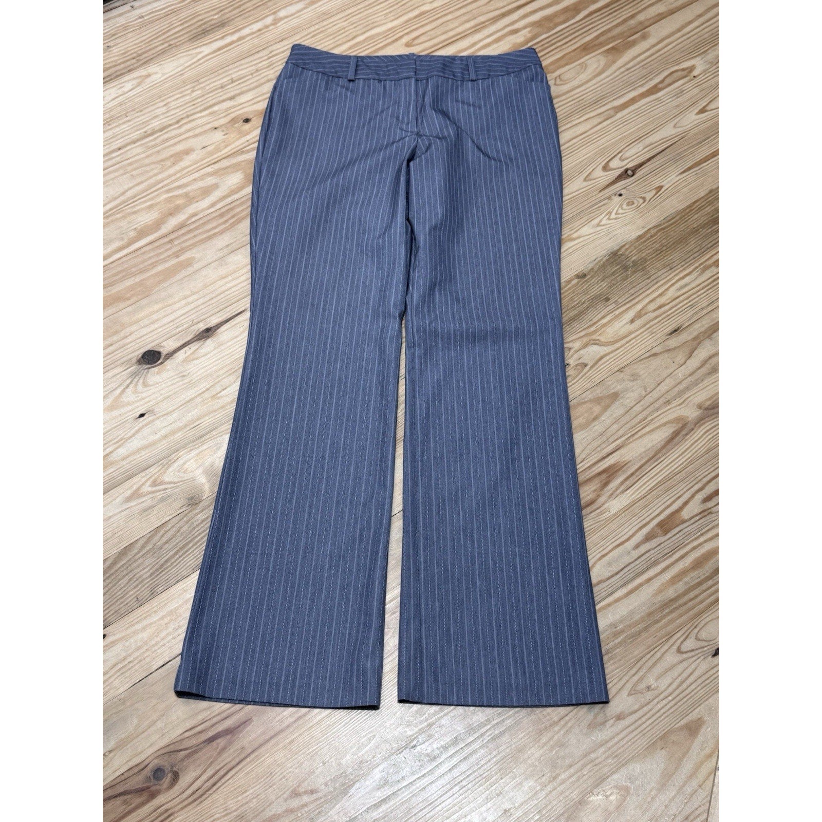Worthington Modern Fit Wide Leg Pinstripe Dress Pants Womens 8 Gray Poly Blend