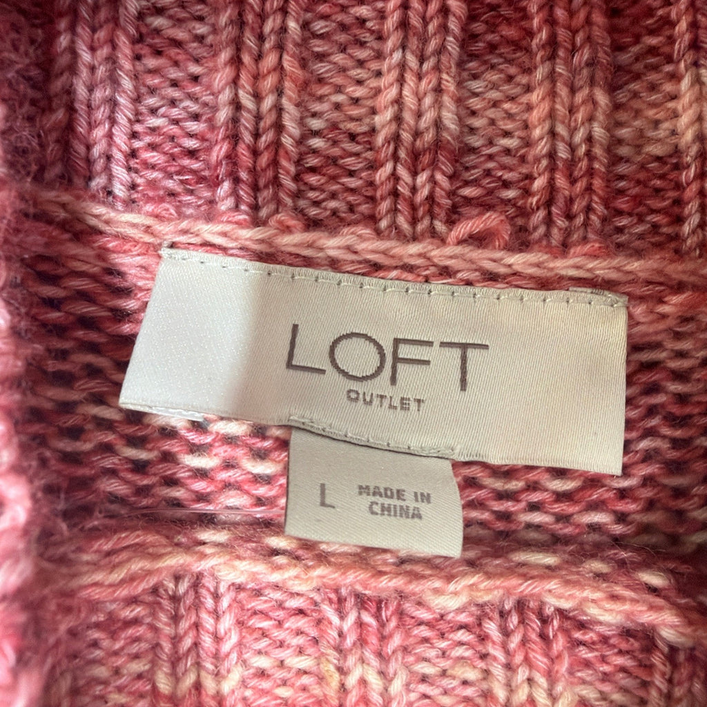 Loft Sweater Dress Womens Large Striped Knitted Mock Neck Smocked Boho NWT