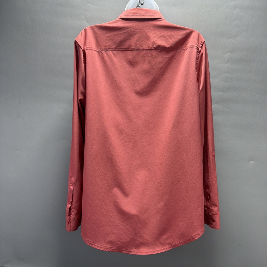 Eddie Bauer Moisture Wicking UPF 50+ Departure Top Bottom Down Shirt Womens L