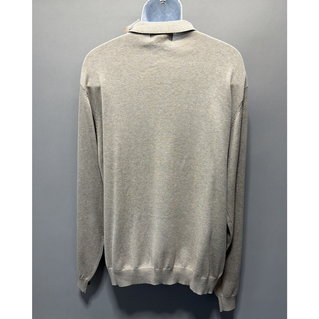 NWT Men's Croft & Barrow Heather Biege Signature Polo Sweater Size XL