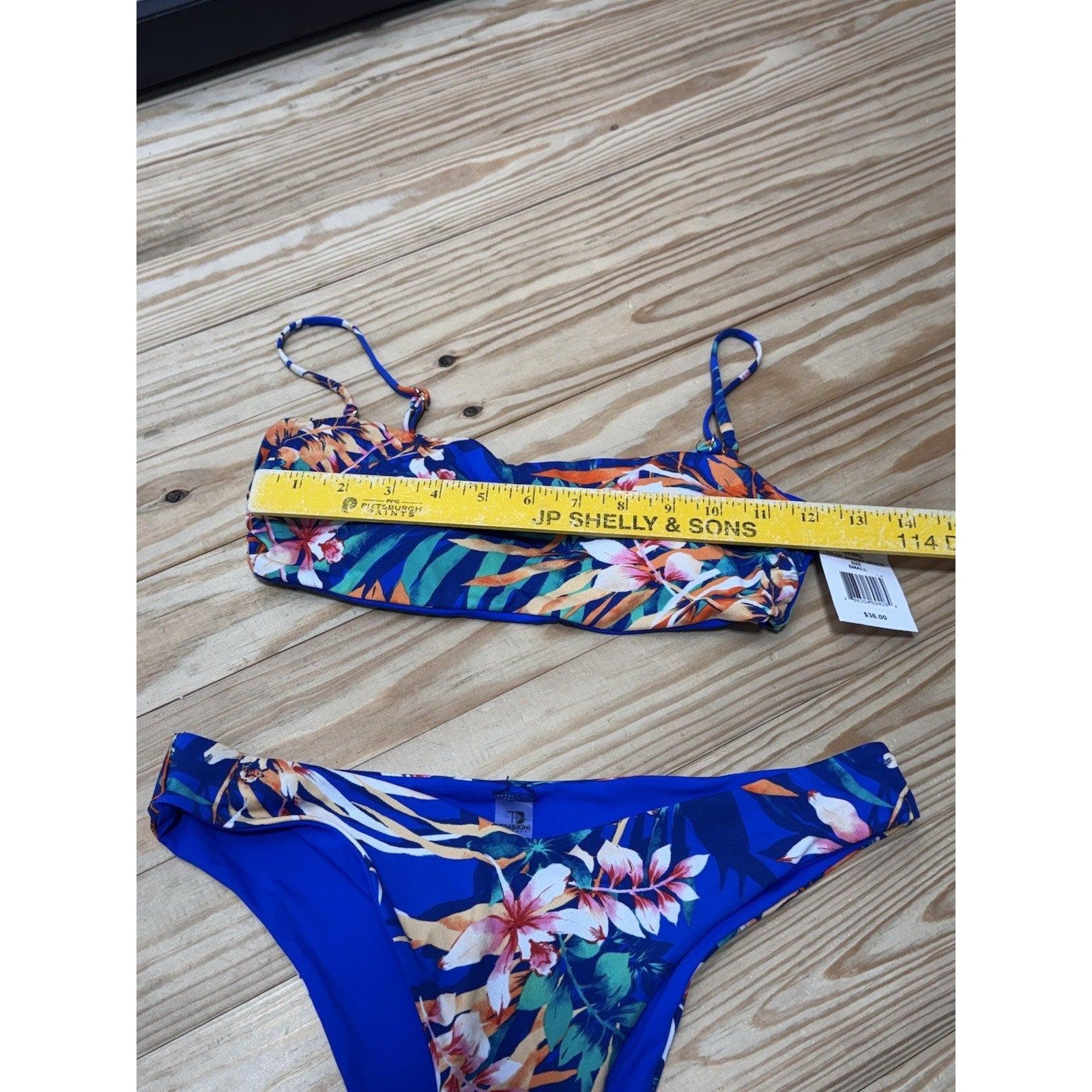 Tinibikini Swimwear Set Bikini Blue Floral 2 piece New With Tags Small