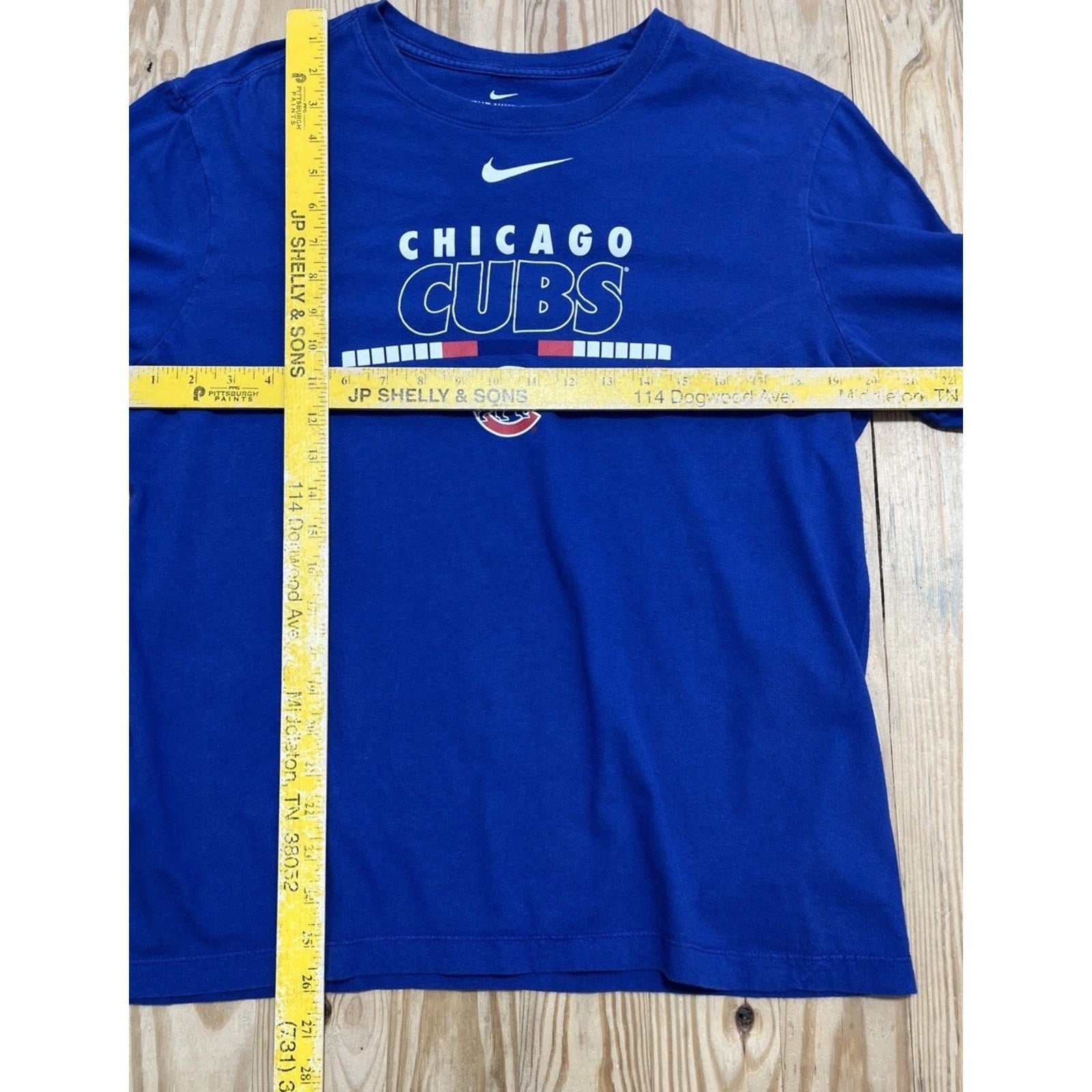 Chicago Cubs MLB Blue Nike Tee Standard Fit Long Sleeve Shirt Mens M