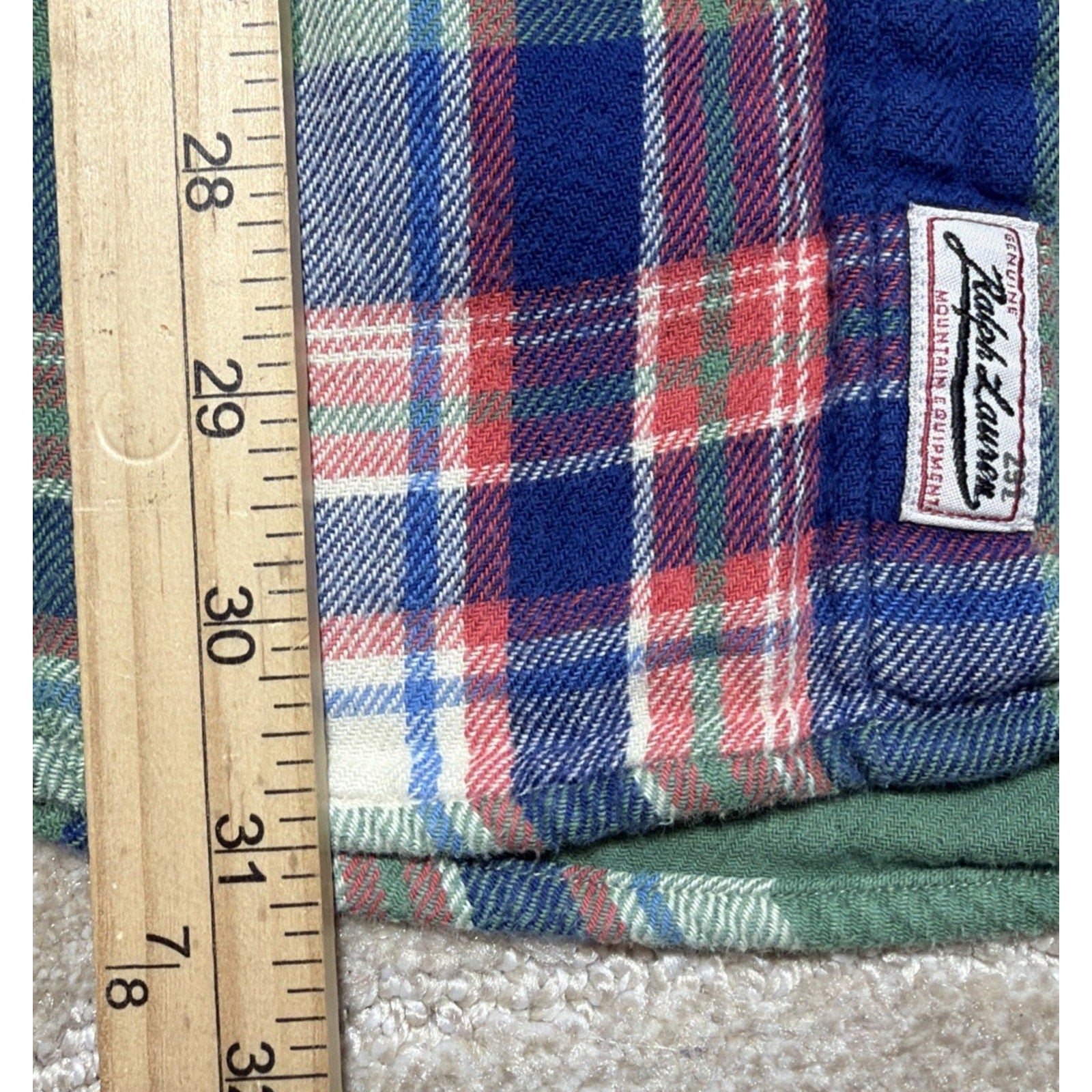 Ralph Lauren Mountain Equip 2 Layer Button Up Flannel Shirt Polo Men size M Vtg