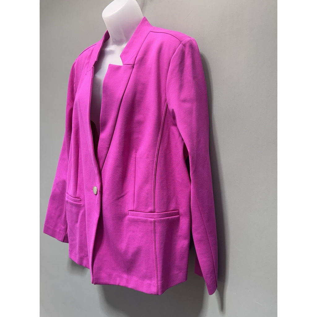 ELOQUII Womens 22 Hot Pink Blazer One Button Career Office Stretch Jacket NWT