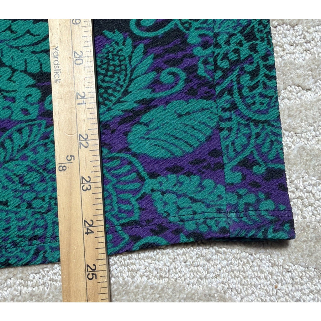 NEW LulaRoe Black Purple Green Floral Swirl Cassie Skirt Large Stretch