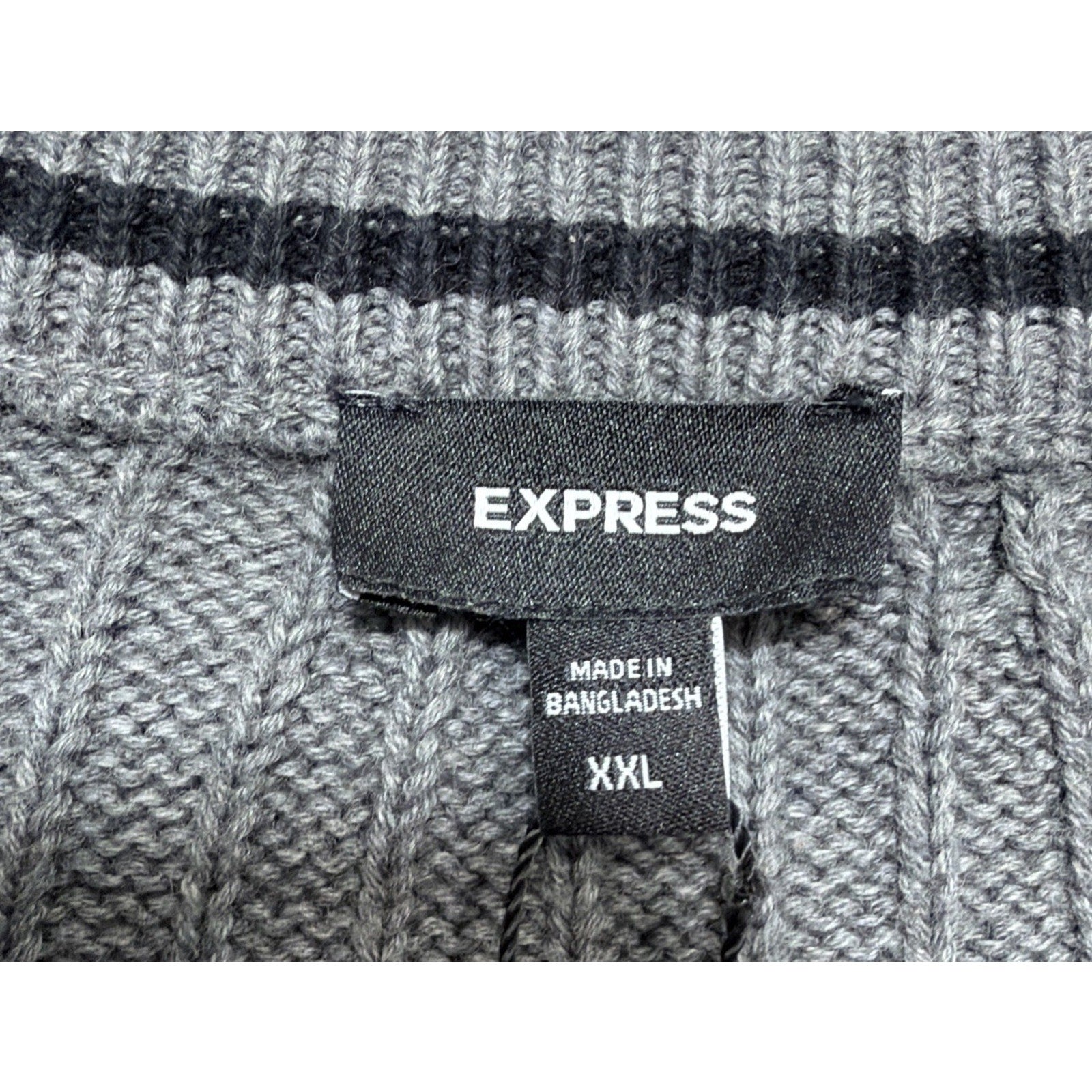Express Sweater Mens XXL Gray Cable Knit Crewneck Pullover Long Sleeve New