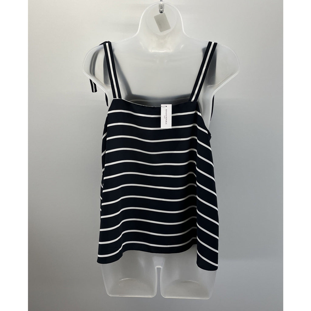 NWT Banana Republic Tank Top Womens Small Navy Stripe Tie Shoulder
