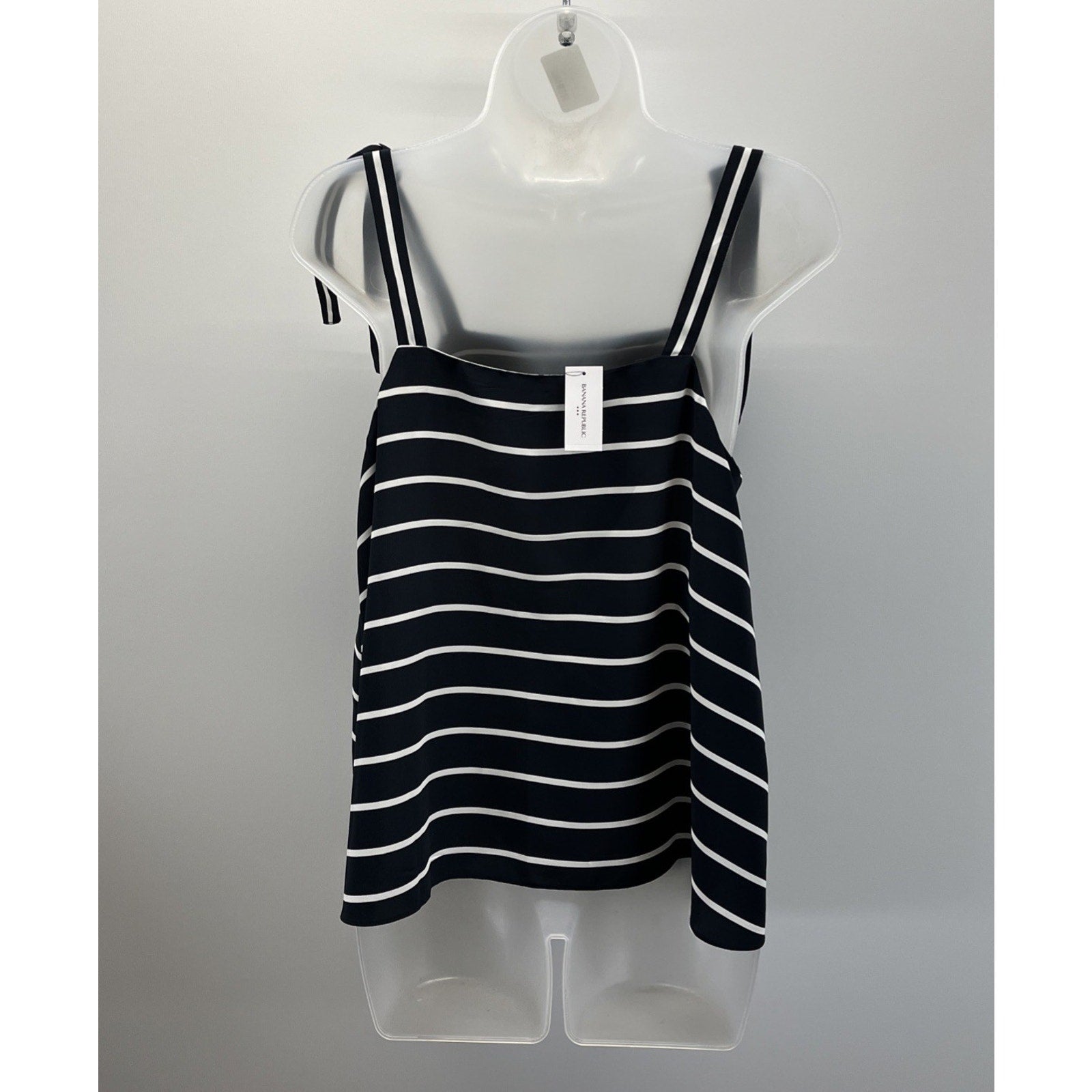 NWT Banana Republic Tank Top Womens Small Navy Stripe Tie Shoulder