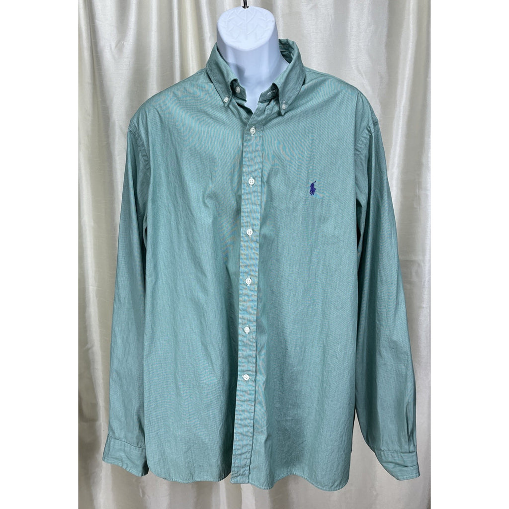 Ralph Lauren Classic Fit Seafoam Green Long Sleeve Button Down 18/46 Cotton