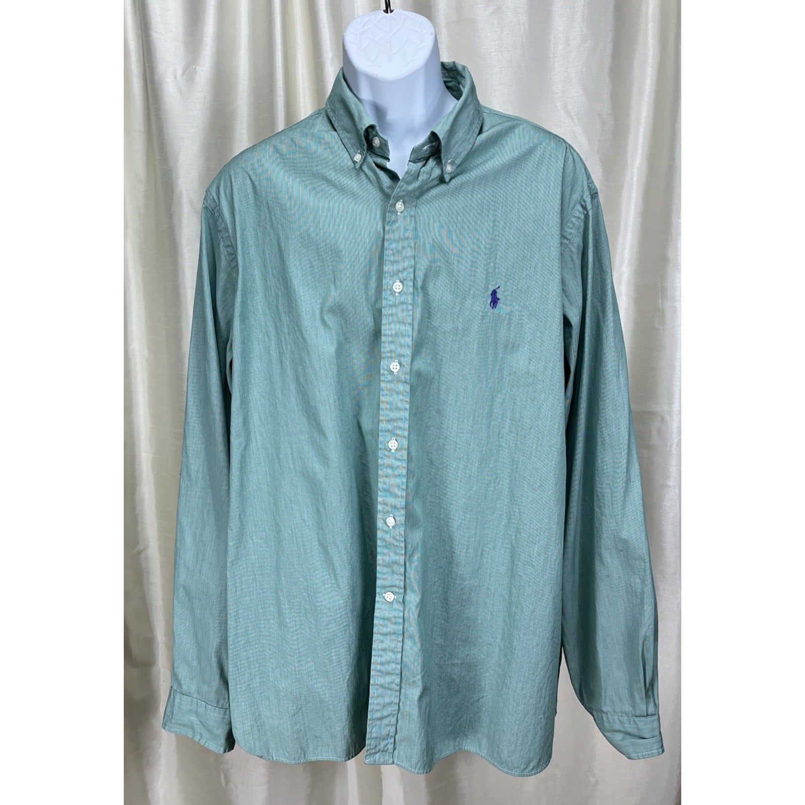 Ralph Lauren Classic Fit Seafoam Green Long Sleeve Button Down 18/46 Cotton