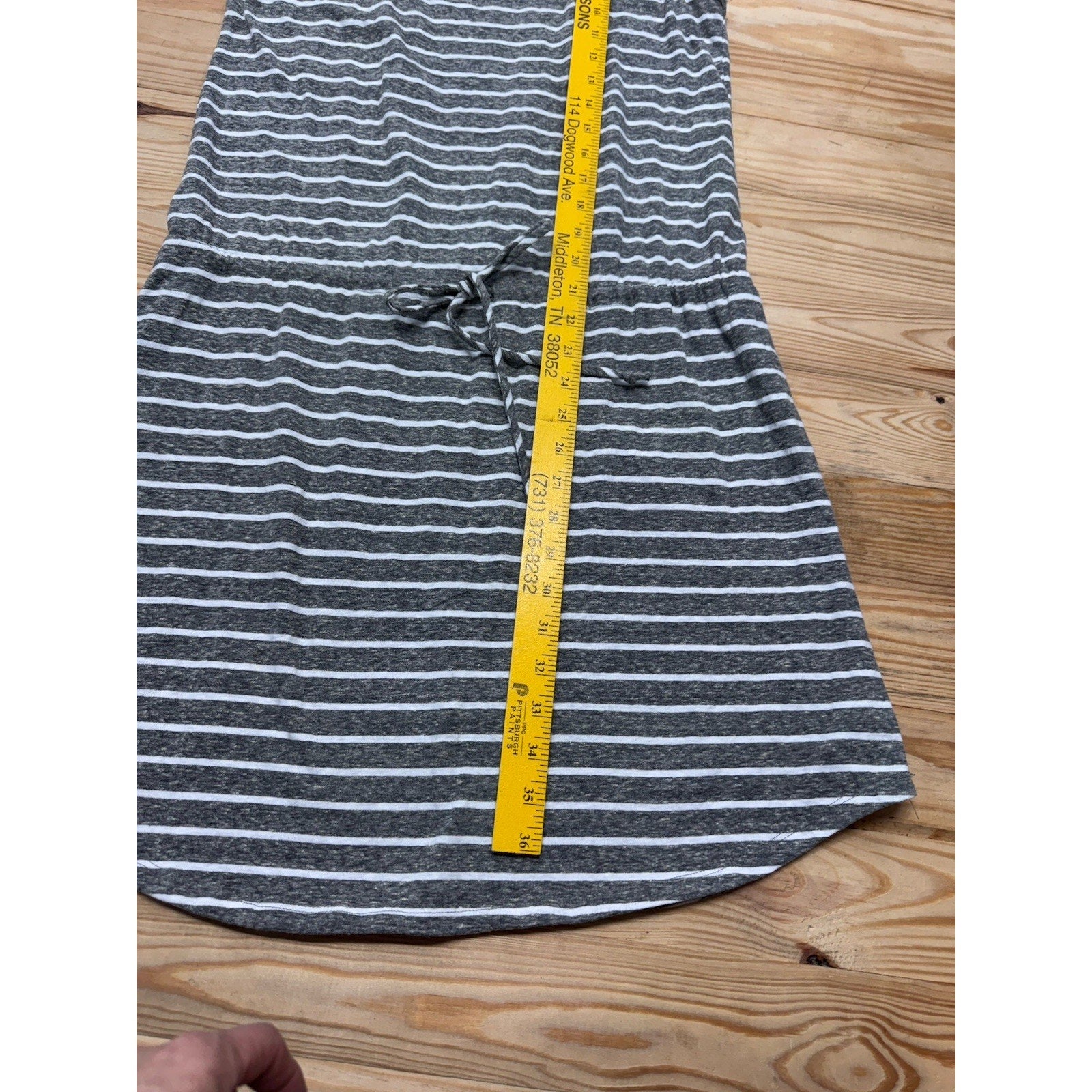 GAP Grey White Stripe Sleeveless Cotton Summer Sun Dress M 34” Soft and Comfy