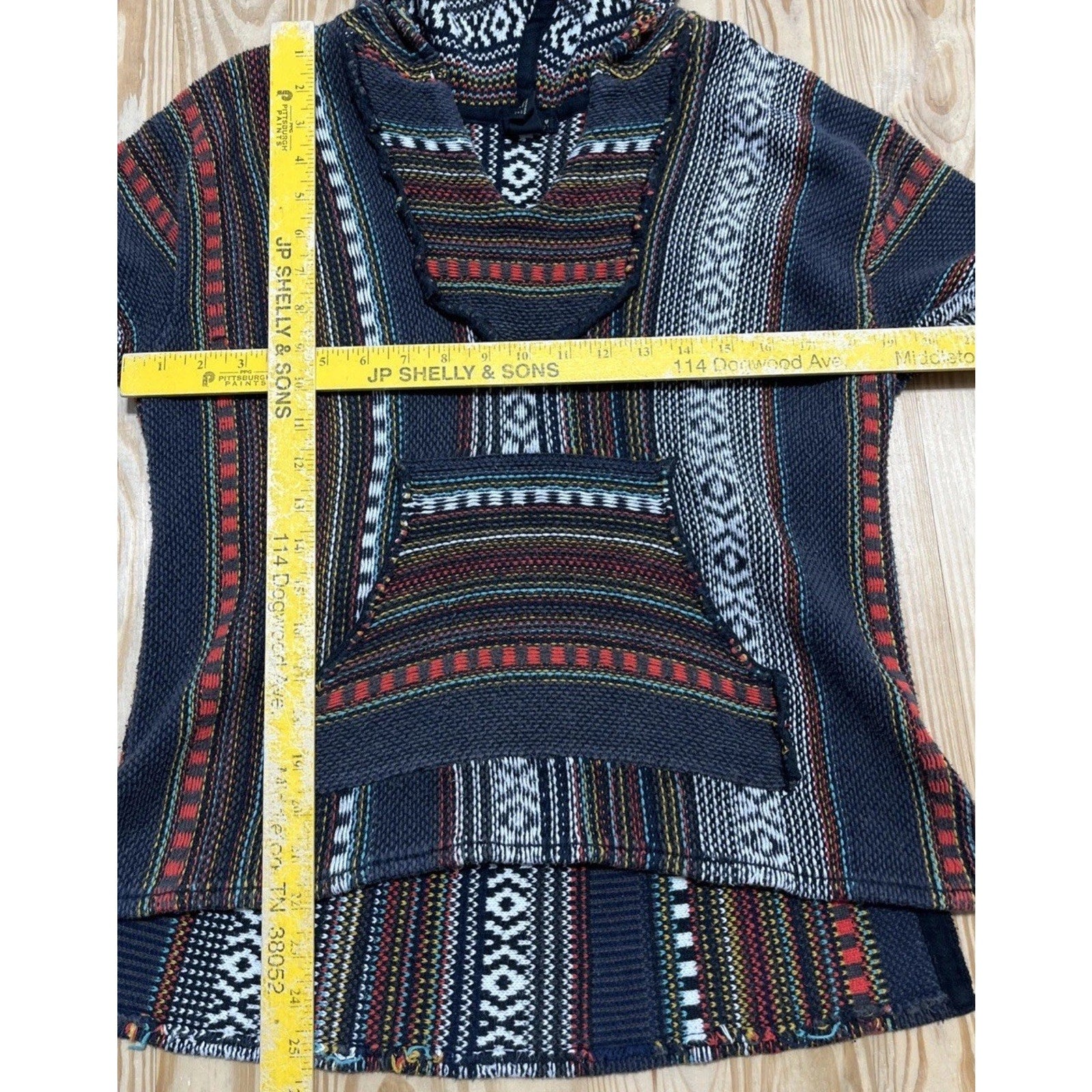 Forever 21 Women's Medium Aztec Surf Knit Hoodie Multi Color Poncho Sweater