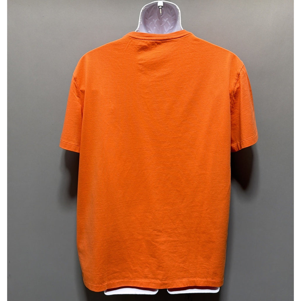 Polo Ralph Lauren Men T-Shirt Orange Crew Neck Tee Shirt Blue Pony Large
