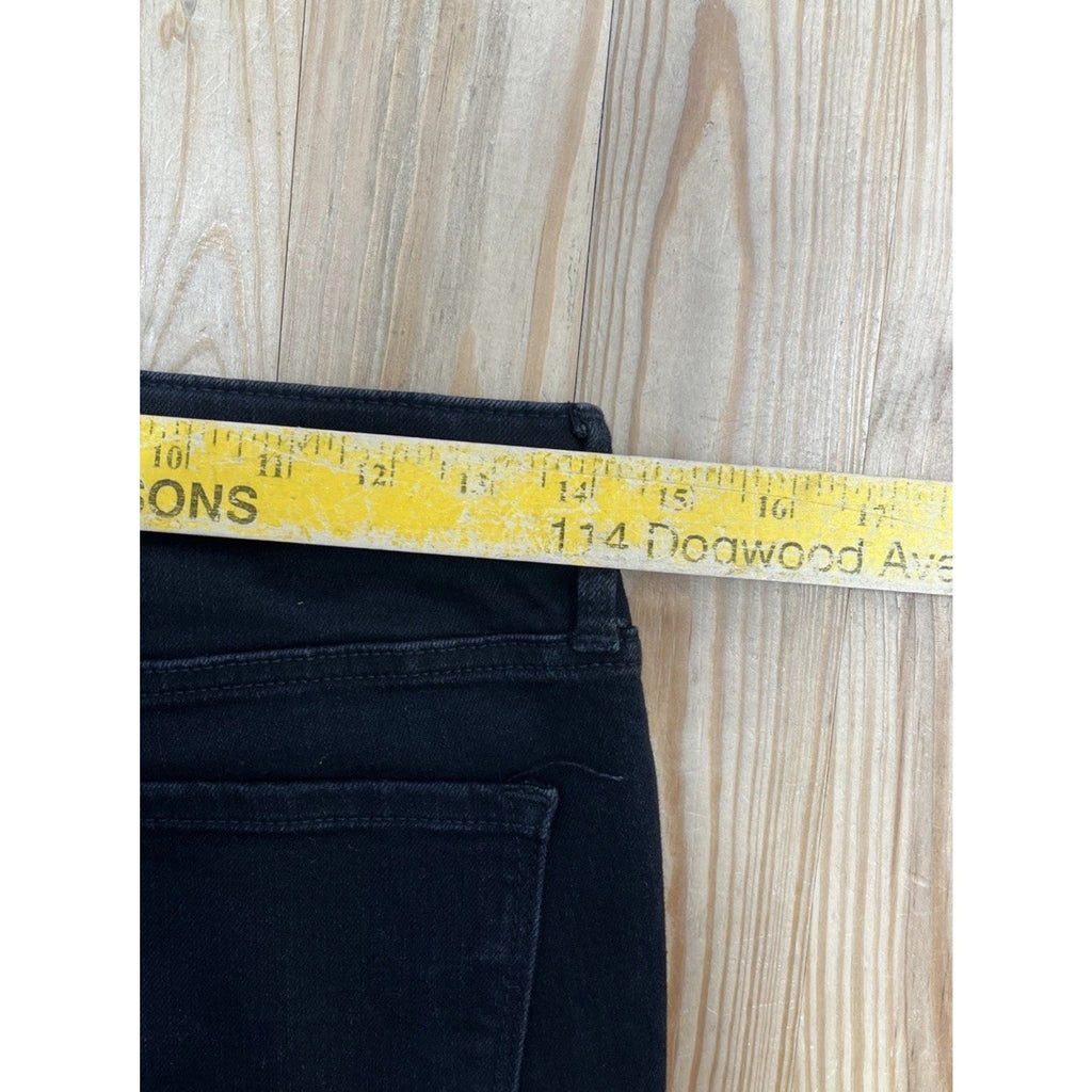 Old Navy Power Slim Straight High Rise Jeans Women's 6 Petite Black Distressed