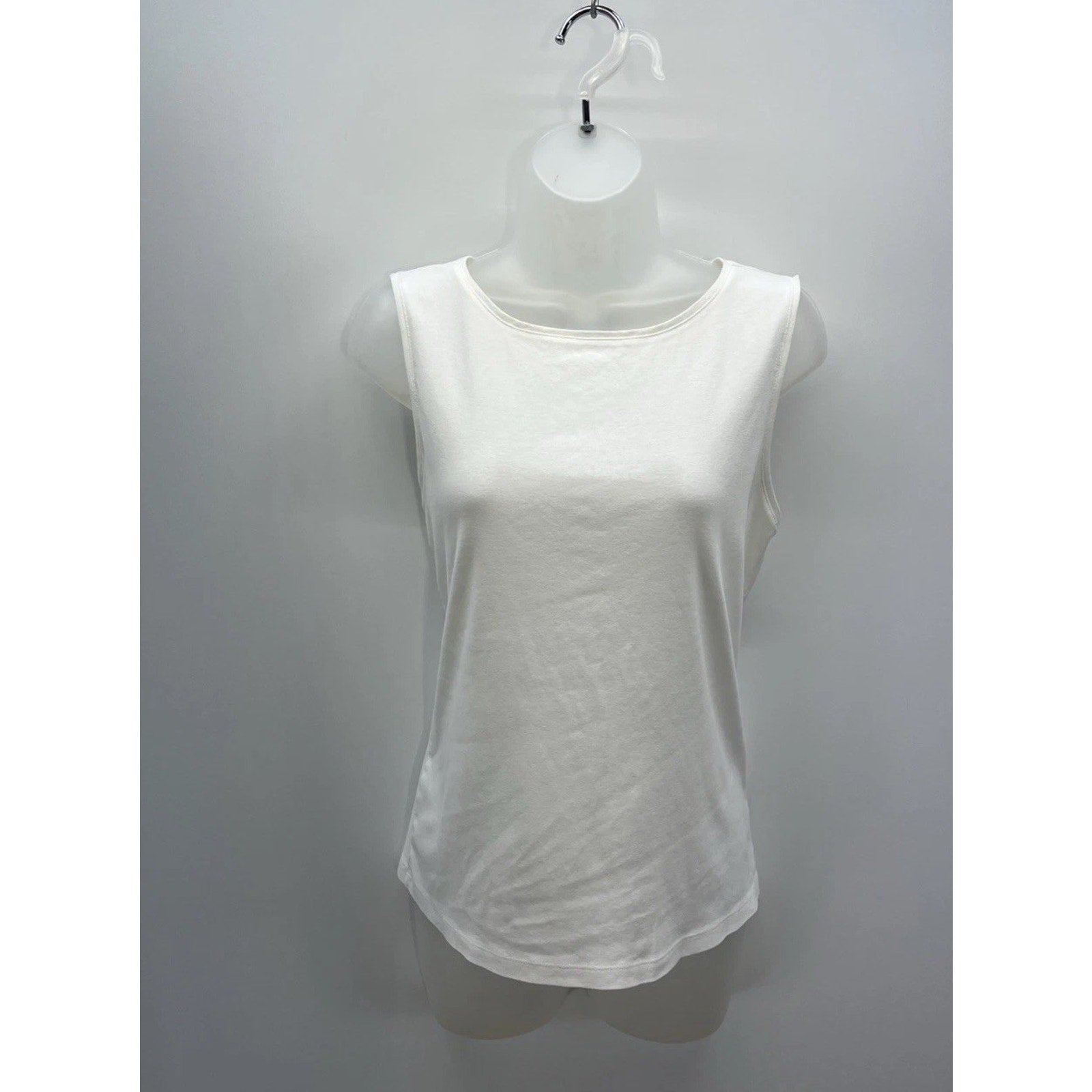 Karen Scott Women's White Sleeveless Ribbed Tank Top Size PL