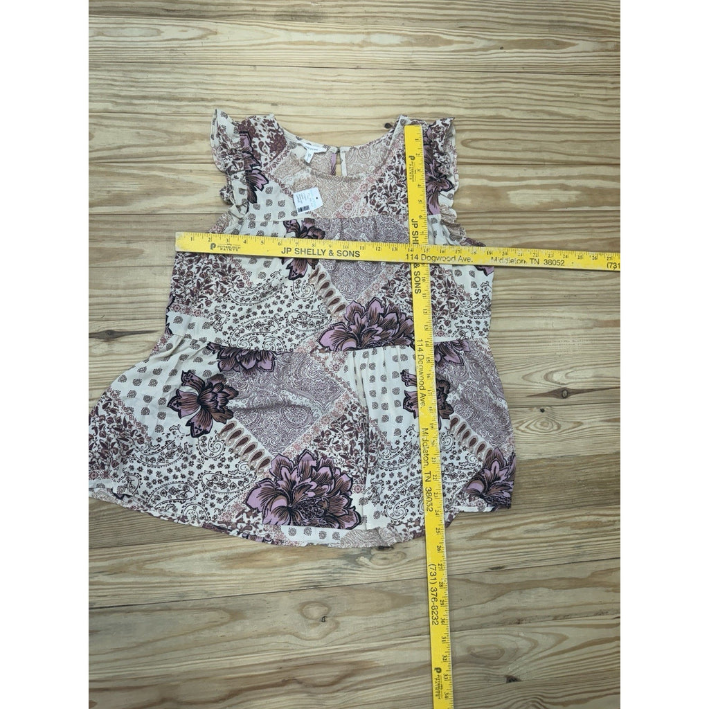 Maurices Punk Hues Patchwork Floral Babydoll Tank Top Women’s Size Large NWT