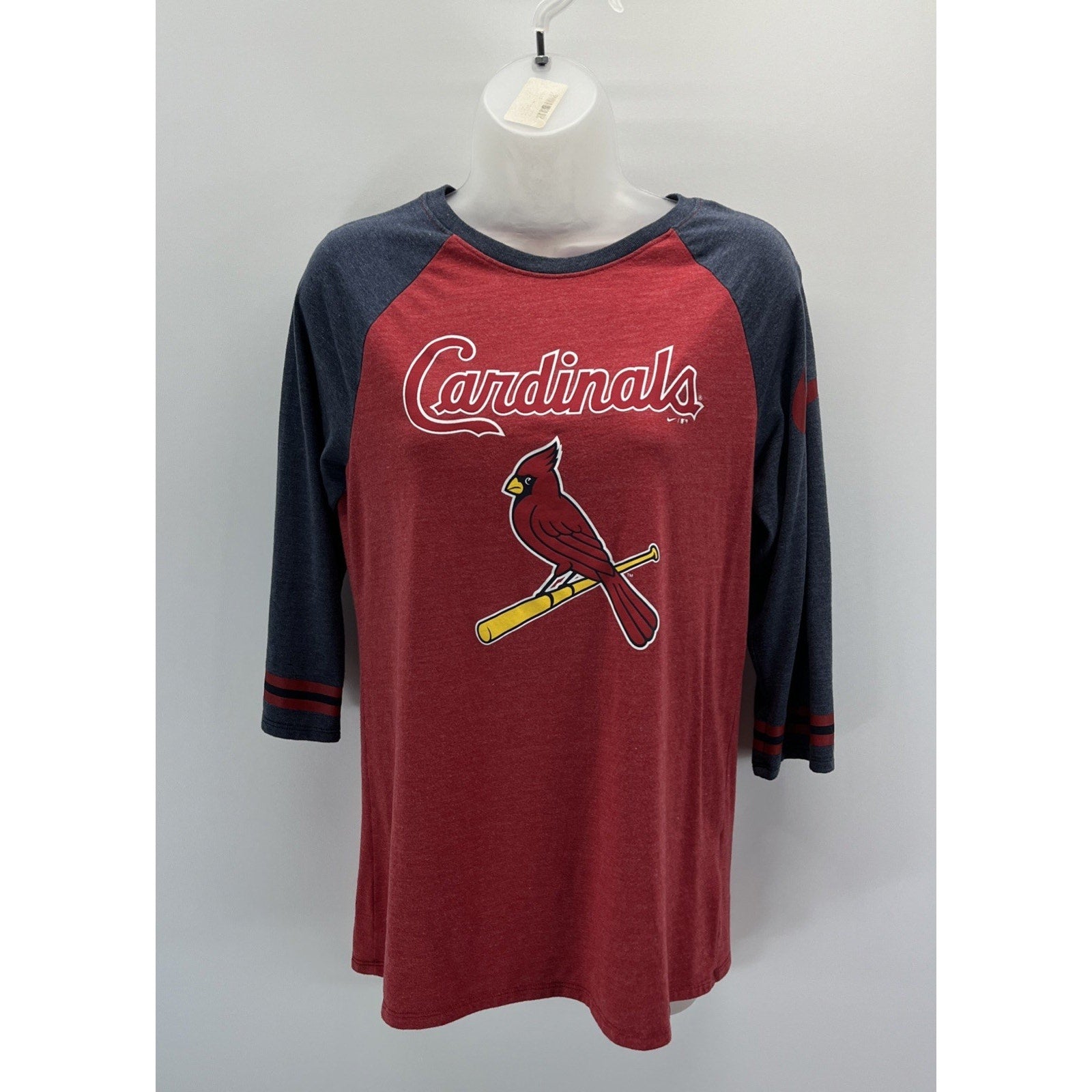 Nike St. Louis Cardinals Womens L Raglan Athletic Fit Red Grey 3/4 Sleeve Shirt