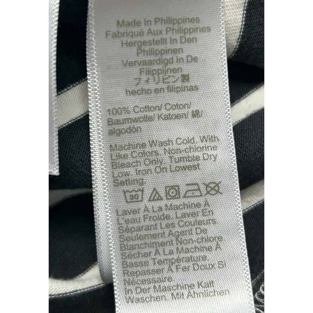 J. Crew Mariner Top Womens S Black White Striped Ruffle Short Sleeve Nautical.