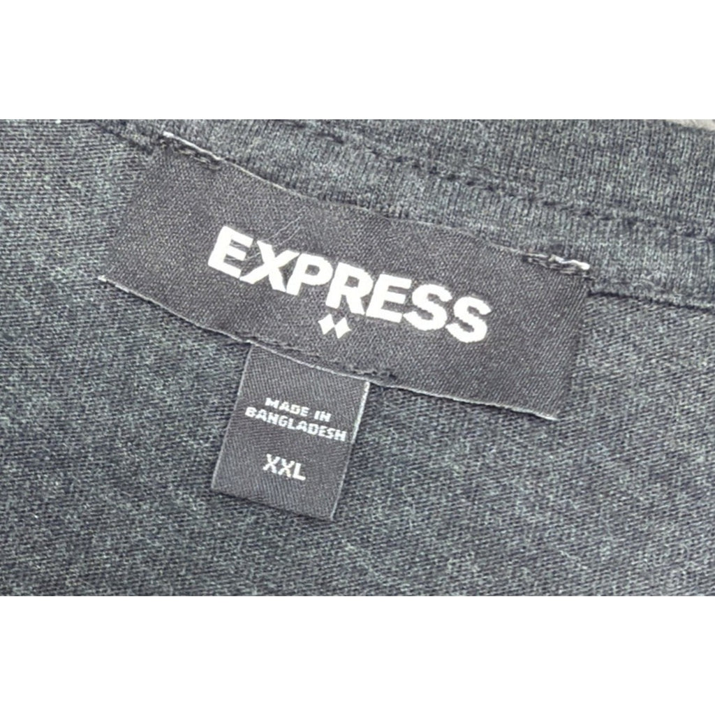 Express Mens T Shirt V Neck Short Sleeve Lightweight Logo Dark Grey XXL