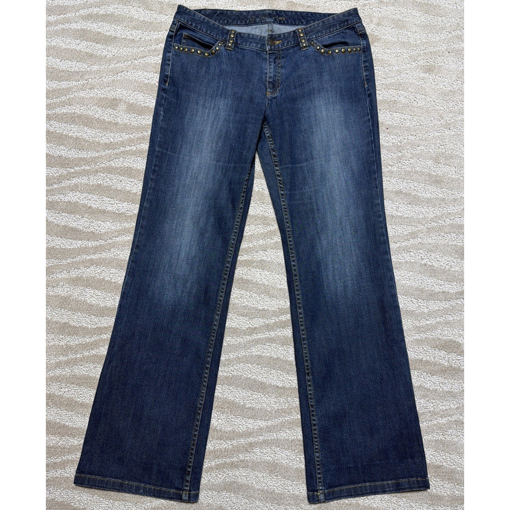 Michael Kors Y2K Studded Flap Pocket Denim Blue Jeans Bootcut Women’s 10 Stretch