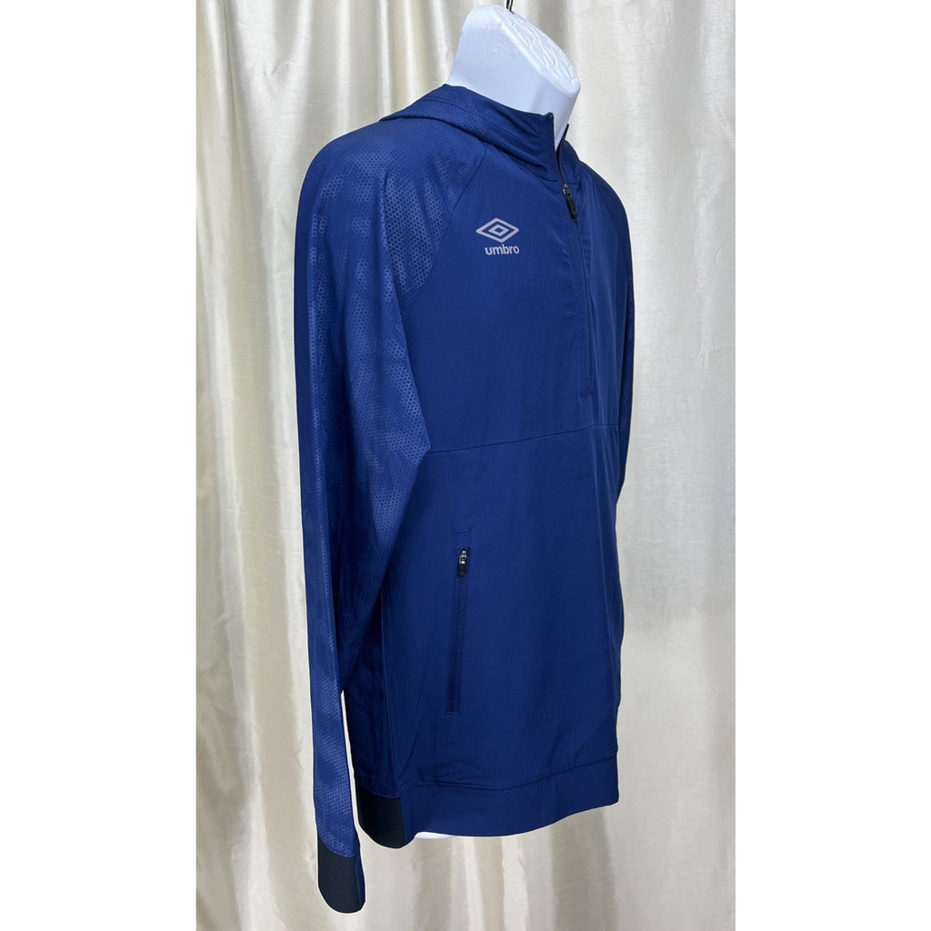 Umbro Hooded Windbreaker Track Jacket Lined Blue Men's Size Small