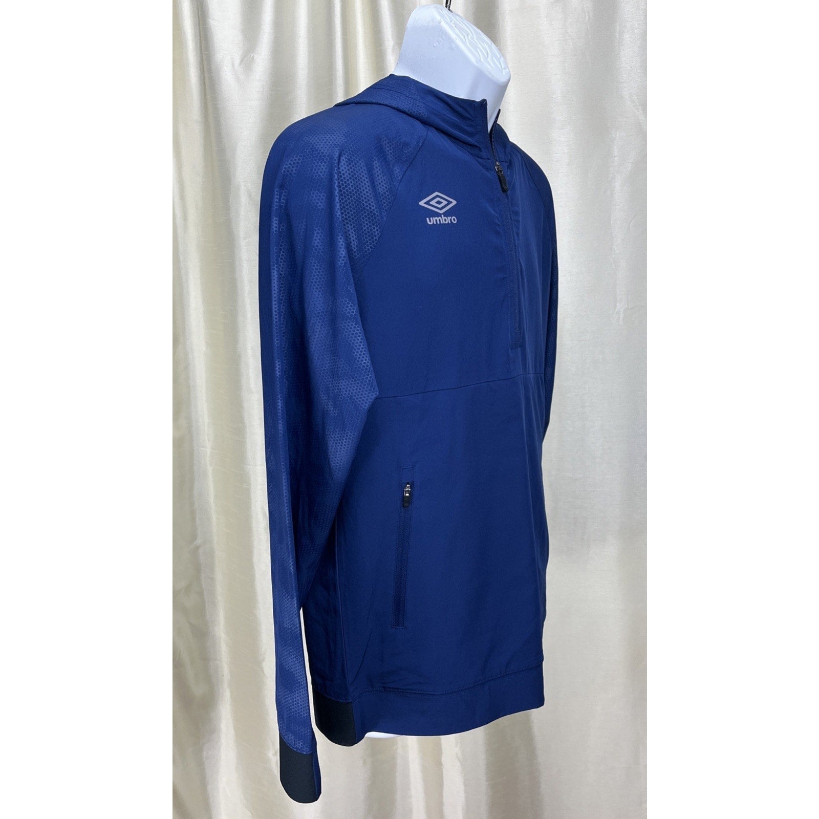 Umbro Hooded Windbreaker Track Jacket Lined Blue Men's Size Small
