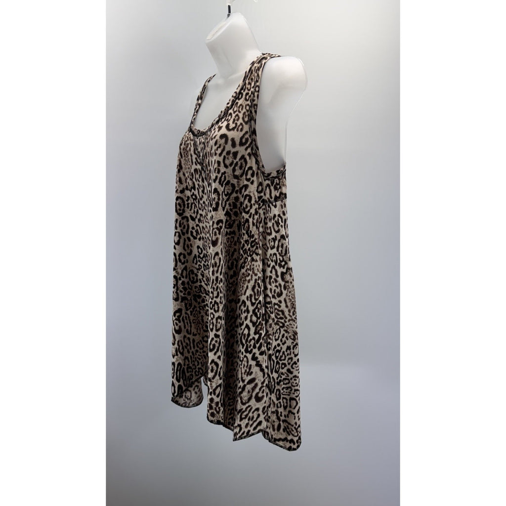 Linea Donatella Lingerie Dress Day To Night Soft Leopard Print Mini Shift Sz M