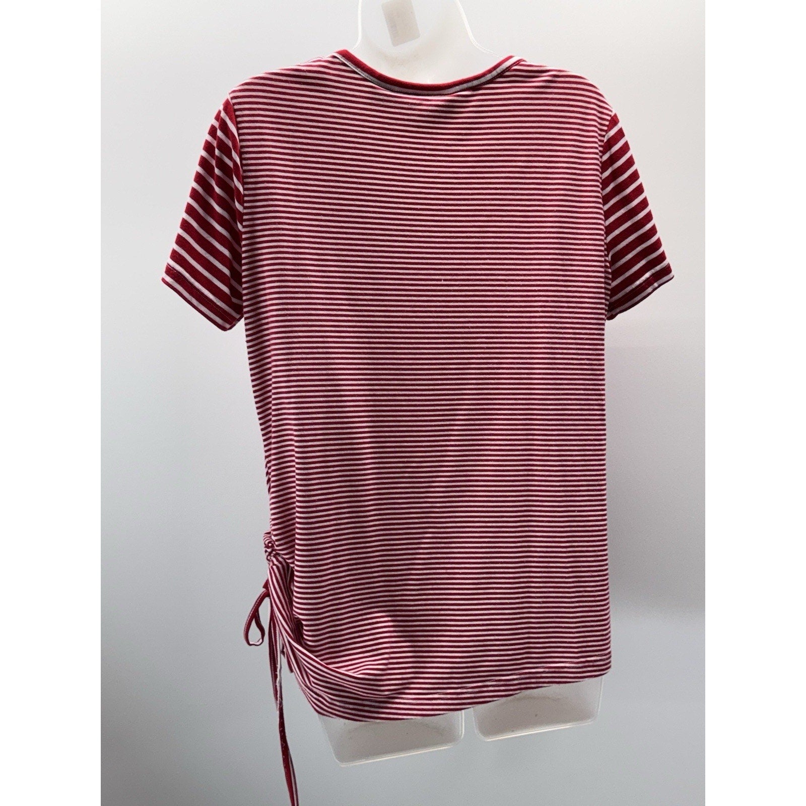 Sag Harbor Stretch Knit Top Red & White Stripe Women’s Petite Large