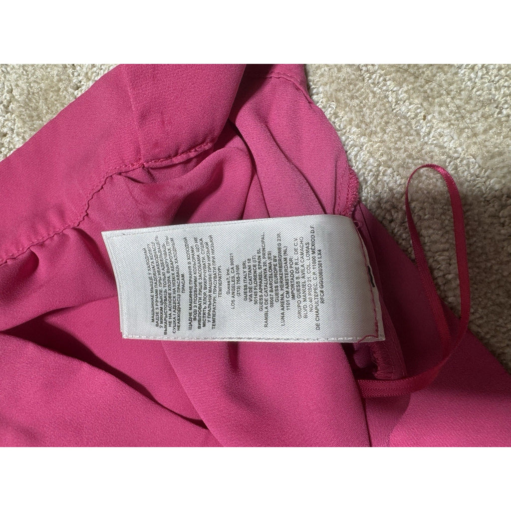 GUESS Los Angeles Women Small Pink Satin Wrap Cami Tank Top Sleeveless Blouse