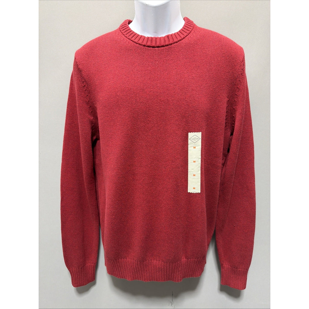 New St Johns Bay Men's Sweater M Rumba Red Crewneck Legacy Cotton Pullover