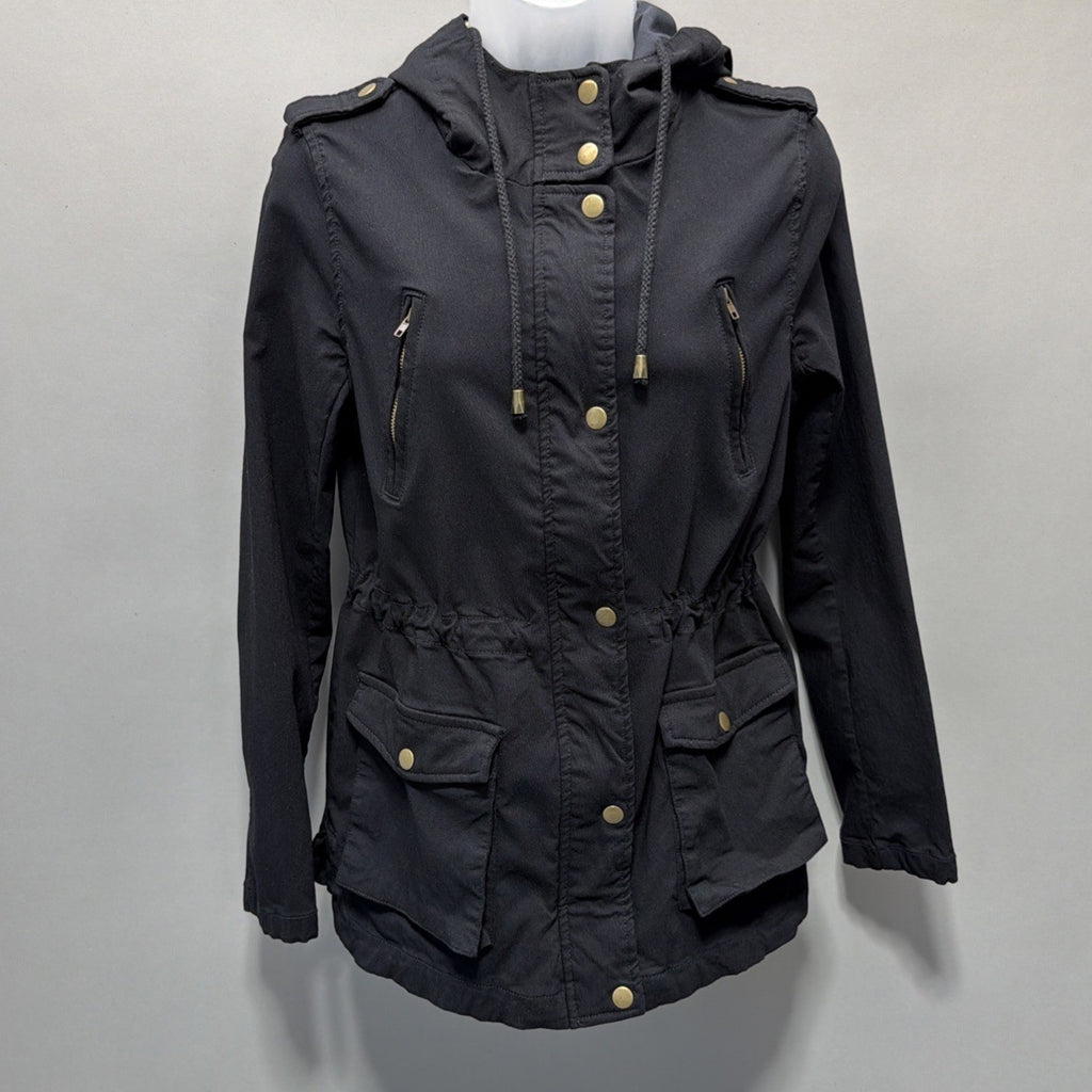 Eden Society Holly Contrast Hood Cargo Utility Jacket Black Size Medium