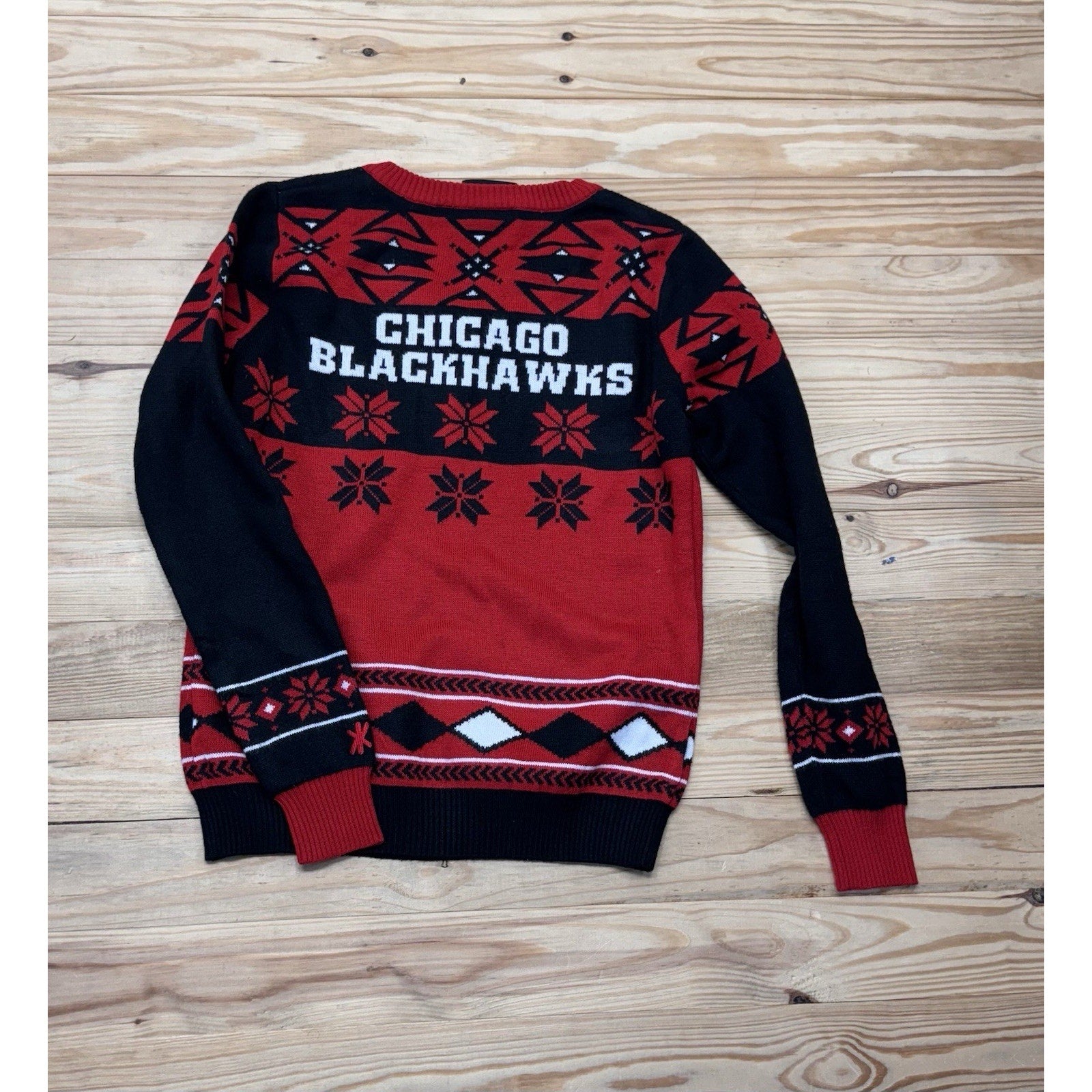 Chicago Blackhawks NHL Christmas Sweater Official V-Neck Women’s Size M Runs Sm