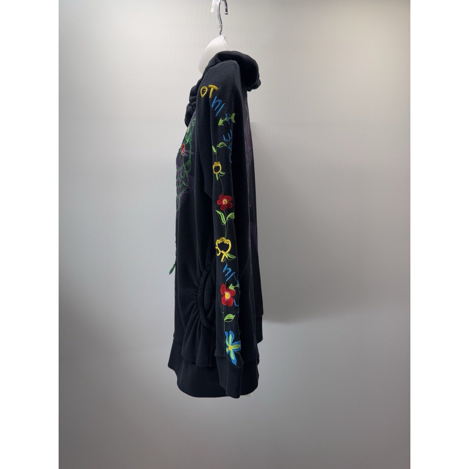 ADORE Juniors XL Embroidered Sweatshirt Hoodie Full Zip Graffiti Colorful