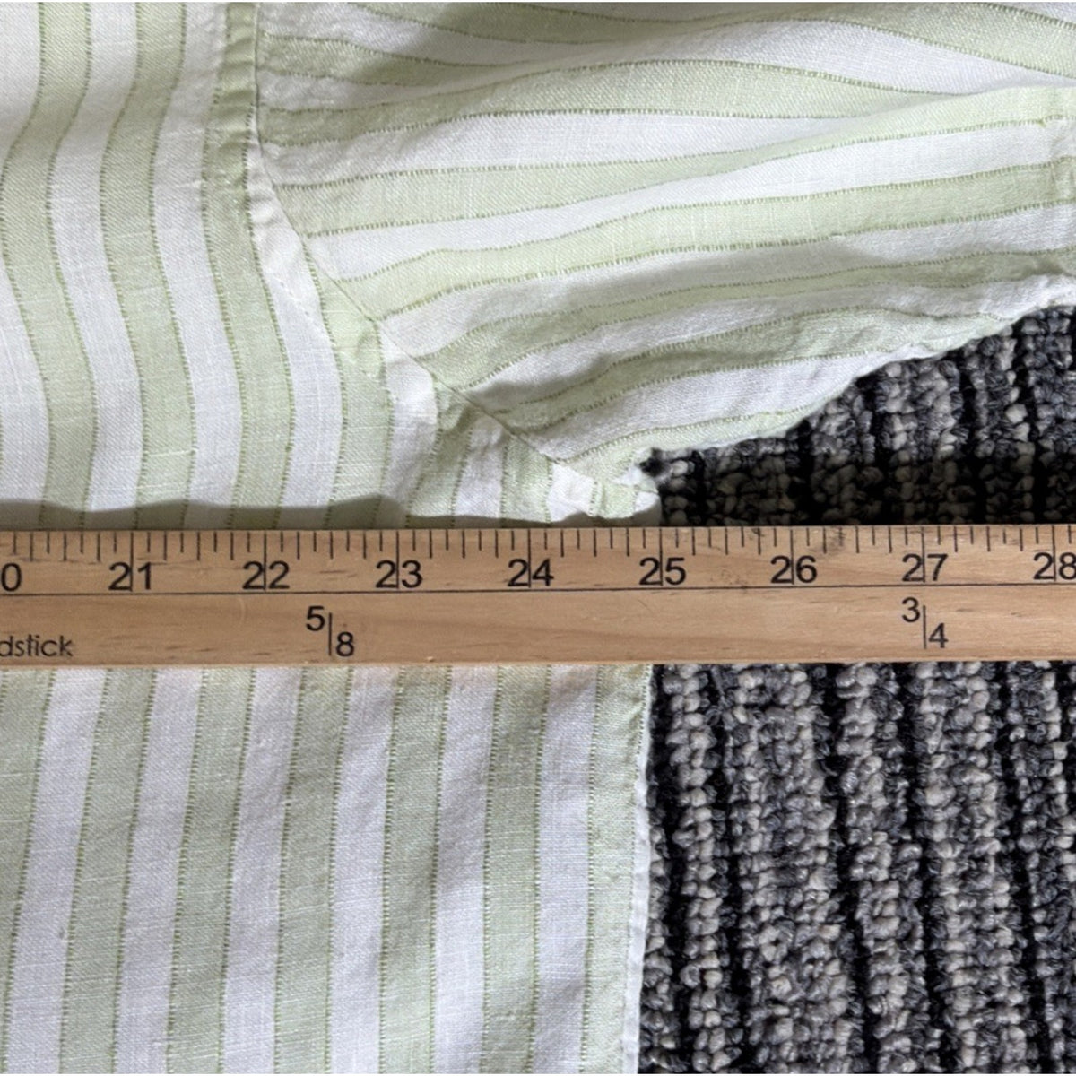 Banana Republic Mens L Green 100% Linen Short Sleeve Striped Button Down Shirt