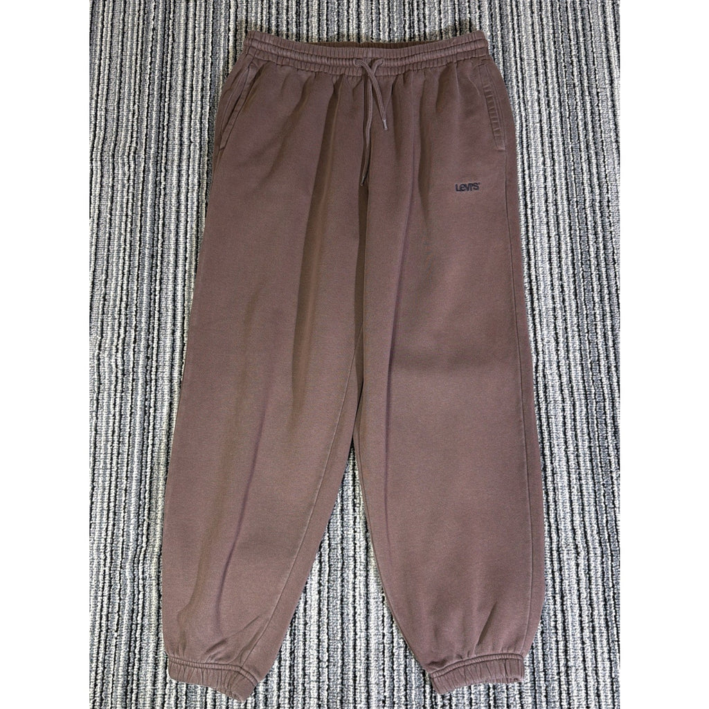 Levis Sweatpants Mens Large Brown Relaxed Fit Elastic Waist Fleece Joggers EUC