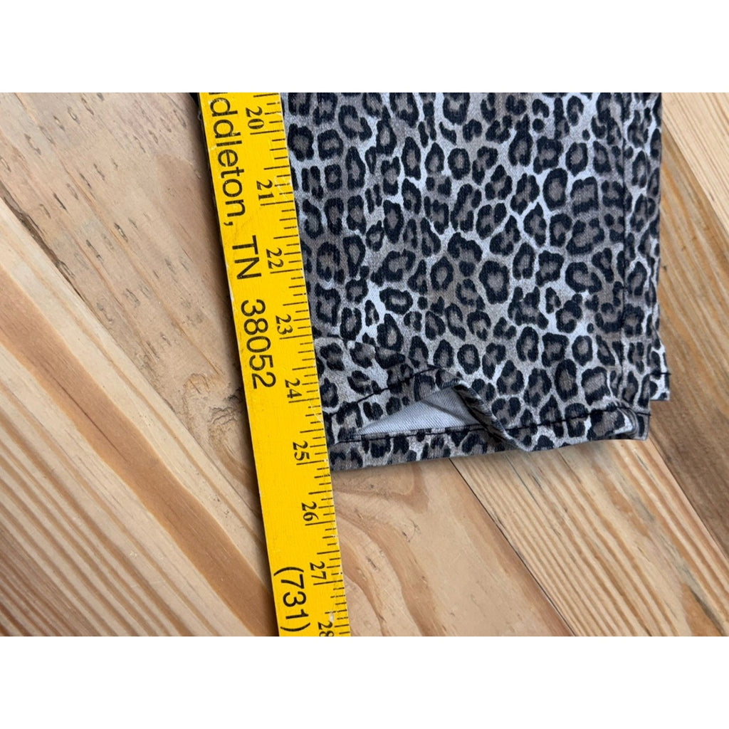 Chicos Sz 2 US L 12 Cheetah Spots Girlfriend Ankle Jeans Animal Print Stretch
