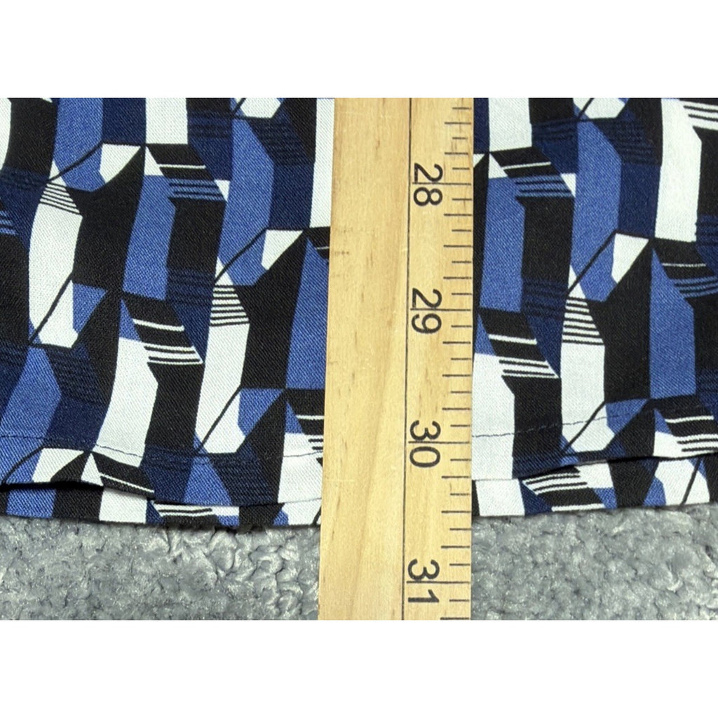 Express Rayon Short Sleeve Shirt in blue with Geometric Pattern - Size XL New
