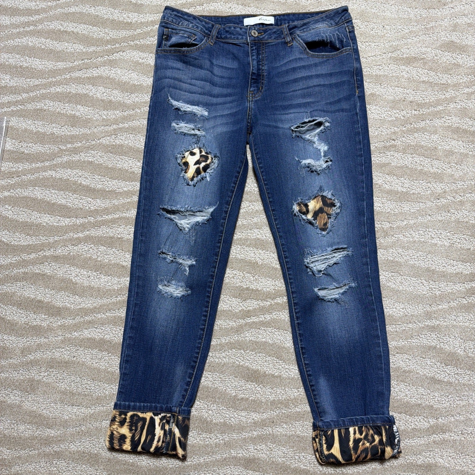 Kancan Jeans Women's Vienna Leopard Skinny Ankle Cut 31709 Size 13/30